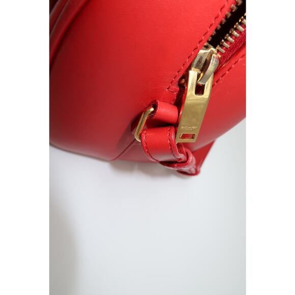 Saint Laurent Leather Logo Accent Classic Duffle Bag Red - Picture 8 of 13